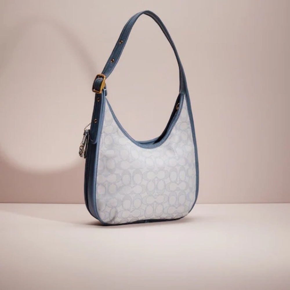 Coach Blue Ergo Shoulder Bag In Signature Jacquard